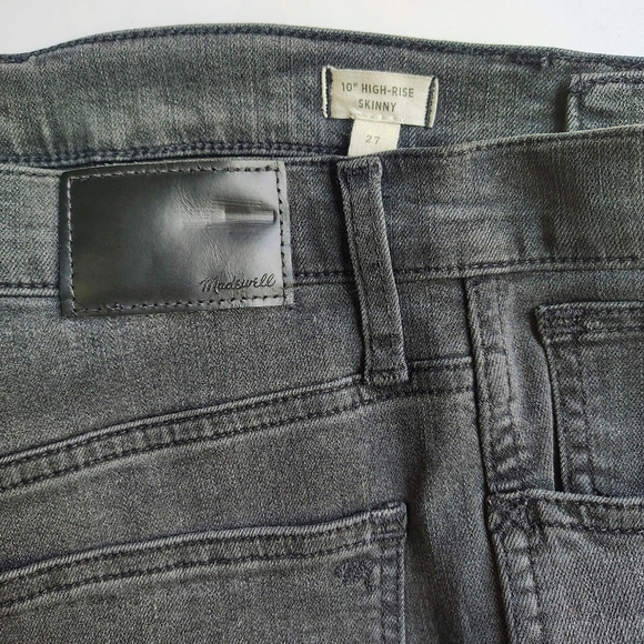 Madewell 10" high rise skinny jeans exposed button fly frayed Hem grey sz 27. - Picture 11 of 17